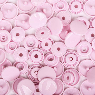 25 boutons pression sans couture rose pastel 12,4 mm