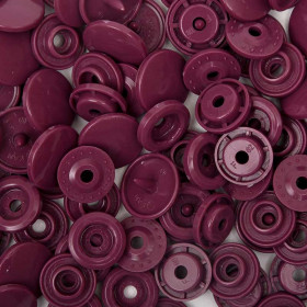 25 boutons pression sans couture aubergine 12,4 mm