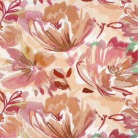 Tissu brodé floral Pretoria blush garance Casamance