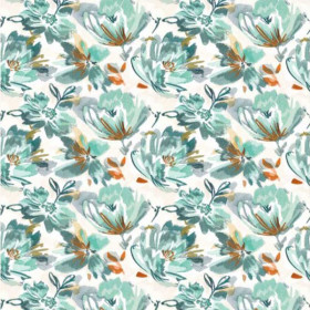 Tissu brodé floral Pretoria moutarde celadon Casamance