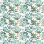 Tissu brodé floral Pretoria moutarde celadon Casamance