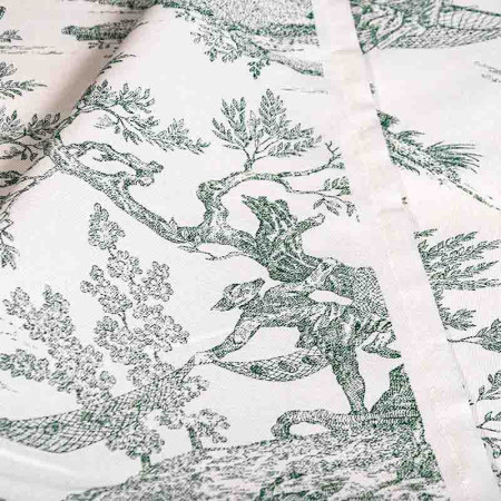 Toile De Jouy Imprimée - Motif Scène De Pêche En Rouge - Neuf - Fabriqué En France