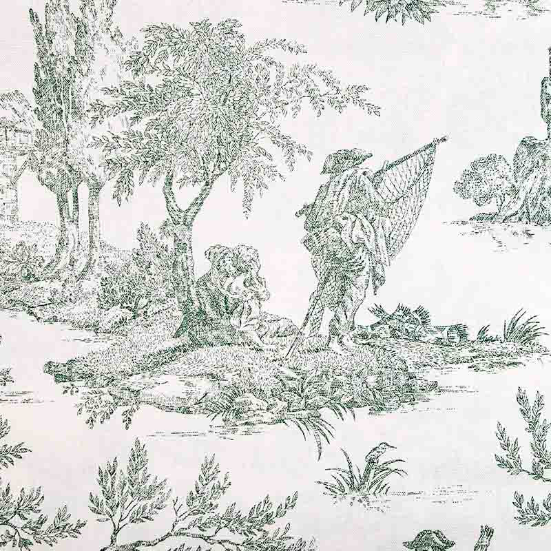 Toile De Jouy Rouge Avec Scène De Pêche – Pièce Décorative Neuve – Origine France