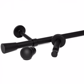 Kit tringle à rideau noir mat Ø20 mm x 90 à 150 cm