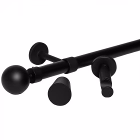 Kit tringle à rideau noir mat Ø28 mm x 90 à 150 cm