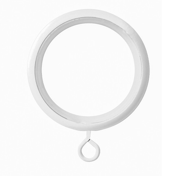 10 anneaux rideaux Ø46x58 mm avec bague silencieuse/crochet blanc mat
