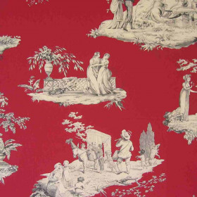 Toile de jouy Plaisirs d'Ete rouge Casal