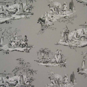 Toile de jouy Plaisirs d'Ete gris Casal