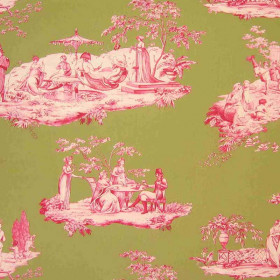 Toile de jouy Plaisirs d'Ete vert pomme Casal