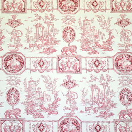 GRAND ABAT-JOUR TOILE de Jouy Rouge  Scènes champêtres 41 cm EUR 61,90 - FR