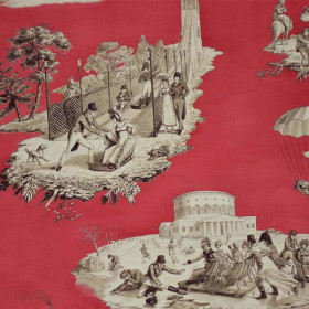 Toile de jouy Plaisirs d'Hiver rose Casal