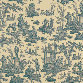 Toile de jouy Offrande à l'Amour bleu Casal