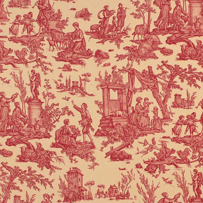 Toile de jouy Offrande à l'Amour rouge Casal