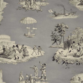 Toile de jouy Plaisirs d'Hiver gris Casal