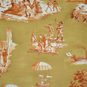 Toile de jouy Plaisirs d'Hiver bistre Casal