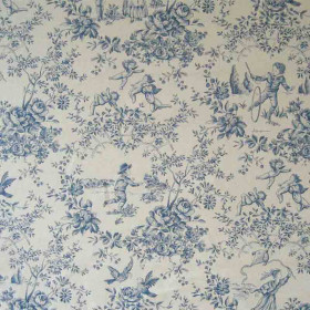 Toile de jouy Le parc Monceau bleu Casal