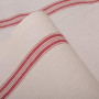 Tissu torchon 100% coton écru rayures rouge