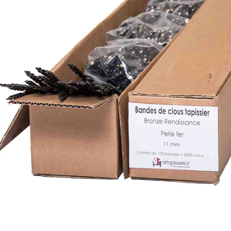 10 Clous pour bande de clous tapissier Perle Fer Bronze renaissance 11 mm