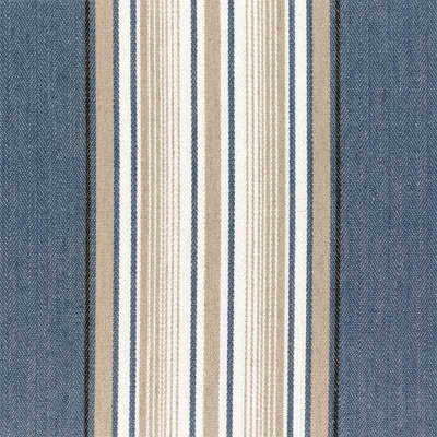 Tissu rayé Aveiro bleu deauville Casamance