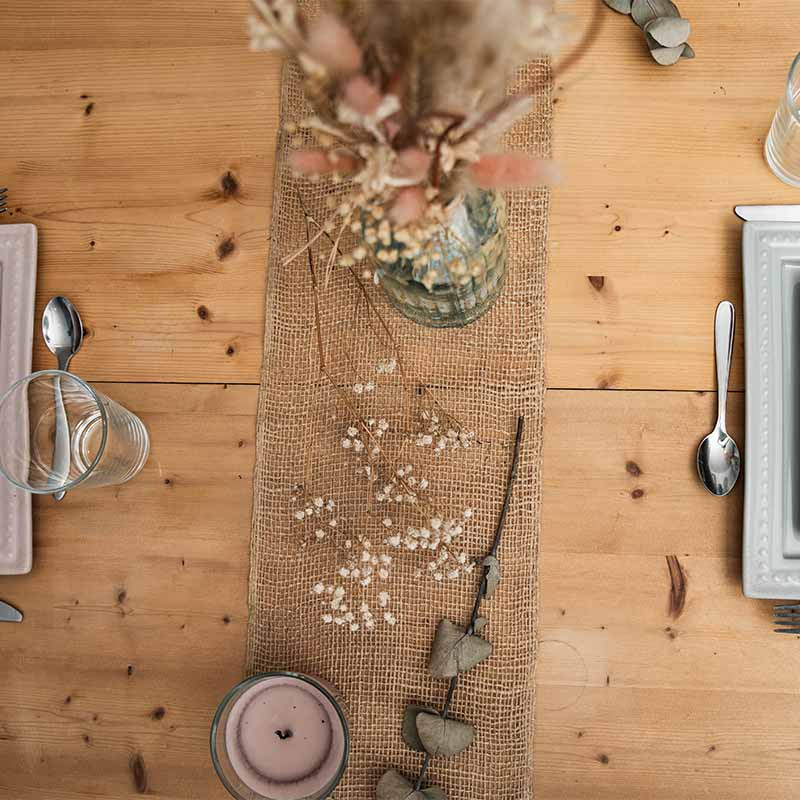 Rouleau Toile De Jute 20 Cm X 6 M – Chemin De Table Découpable – Décoration Mariage, Fête Naturelle