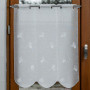 Brise bise motif fleuri blanc polyester, hauteur 60cm
