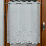 Brise bise blanc motif brodé feuilles grises polyester, hauteur 60 cm