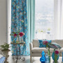 Tissu imprimé floral Avelli turquoise Designers Guild