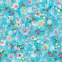 Tissu imprimé floral Avelli turquoise Designers Guild