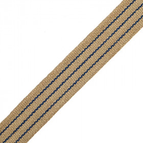 Sangle jute à rayures bleues 60 mm - le mètre