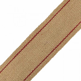 Sangle jute à rayures rouges 85 mm - le mètre