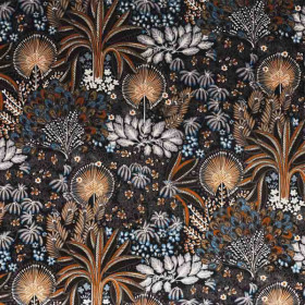 Tissu imprimé végétal Opium fauve/bleu deauville Casamance