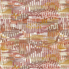 Tissu brodé Point de vue blush ocre Casamance