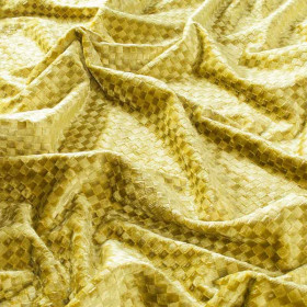 Tissu velours damier Velluto Gio jaune 40 Jab