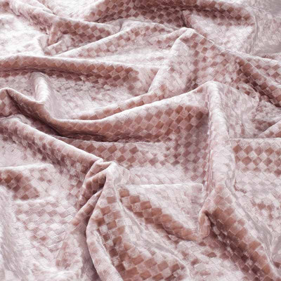 Tissu velours damier Velluto Gio vieux rose 64 Jab