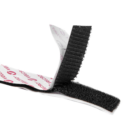 Velcro Adhésif noir largeur: 20,00mm, velours