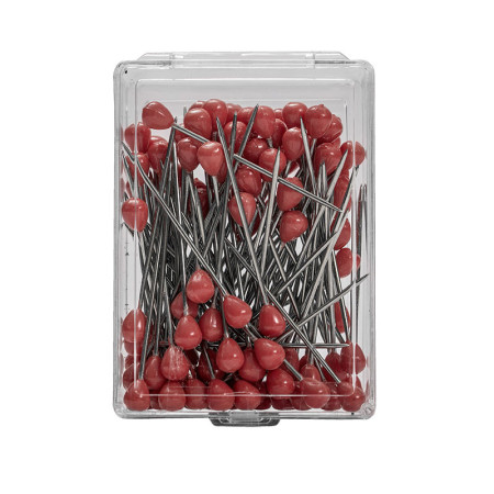 Boîte De 100 épingles à Houzeaux Bout Rond Rouge - 50 Mm X 1,3 Mm - Neuf Pour Tricot/couture
