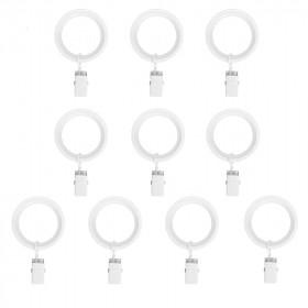 10 anneaux pince rideaux blanc mat pour barre Ø19 / Ø20mm