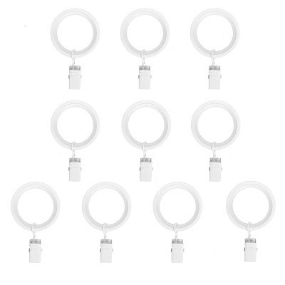 10 anneaux pince rideaux blanc mat pour barre Ø19 / Ø20mm