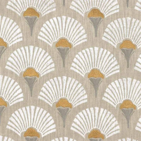 Tissu floral Linefolia blanc Casamance